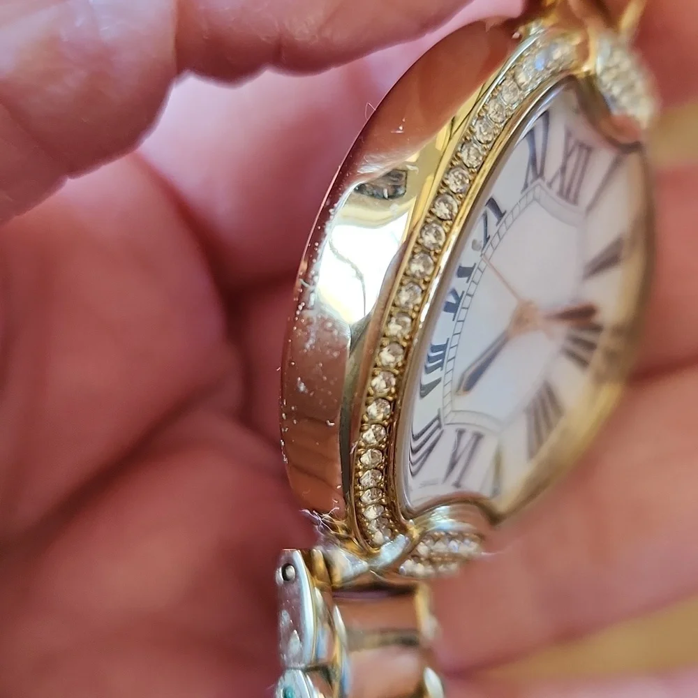 2 BRONZO ITALIA Watches‎ Gold  Rhinestones Mother of Pearl Wristbands Women